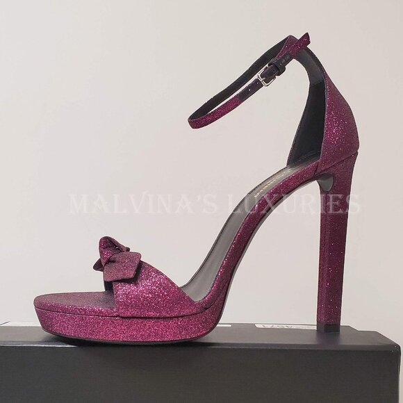 SAINT LAURENT SHOES HALL GLITTERED PLATFORM SANDALS sz IT 40 US 9.5 - Picture 14 of 15